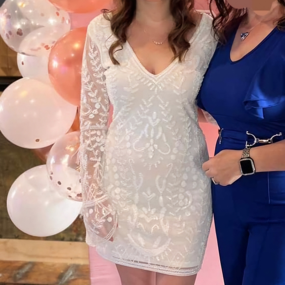 12th Tribe White Lace Mini Dress